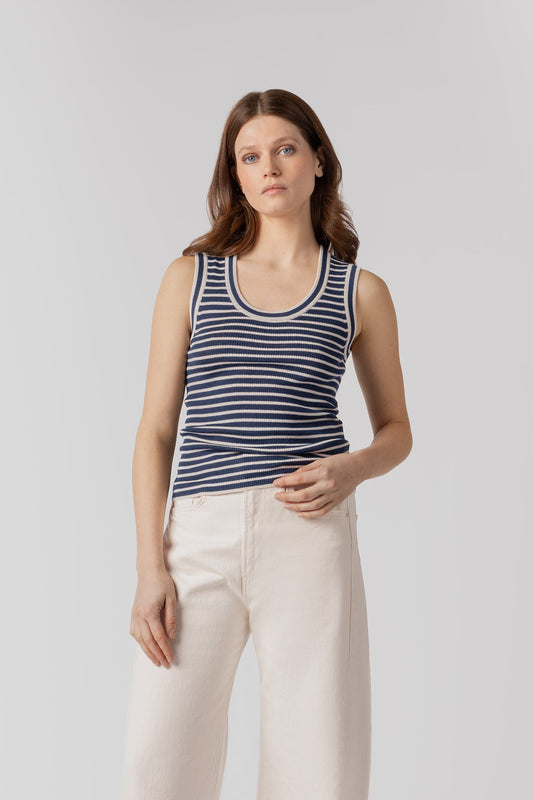 MING STRIPE - CREAM & NAVY