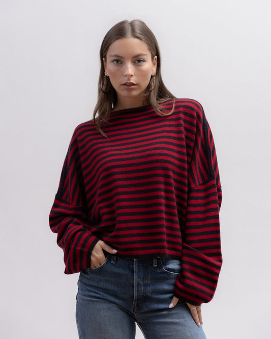 CELINE STRIPE Pull fin large RIPE FIG + TUSCANY