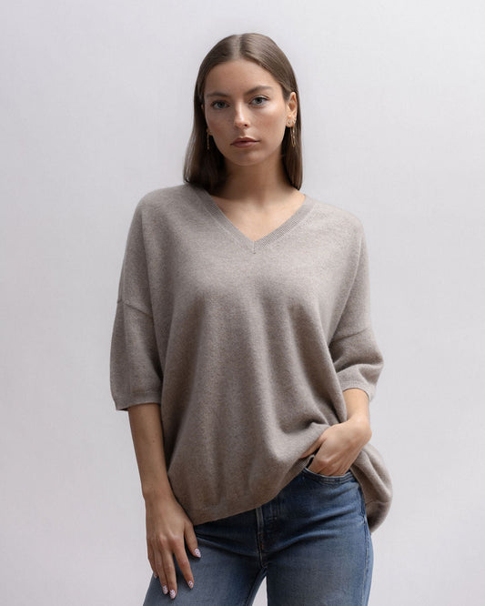 PULL LARGE MC V Beige