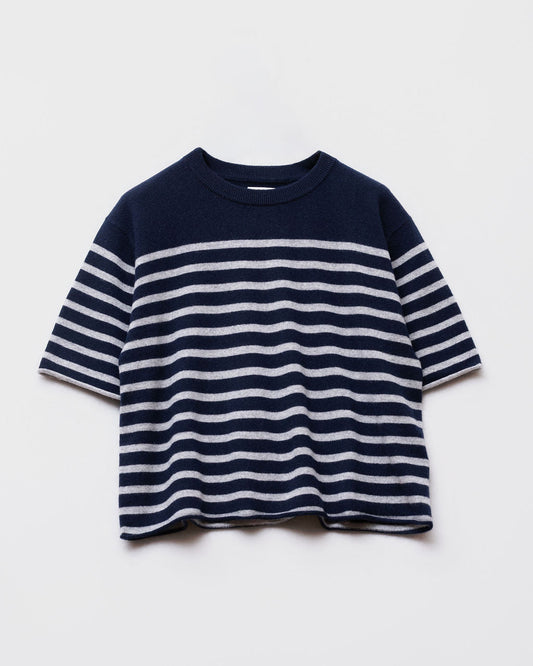 Pull MC col rond L NEW NAVY + GREY PEARL
